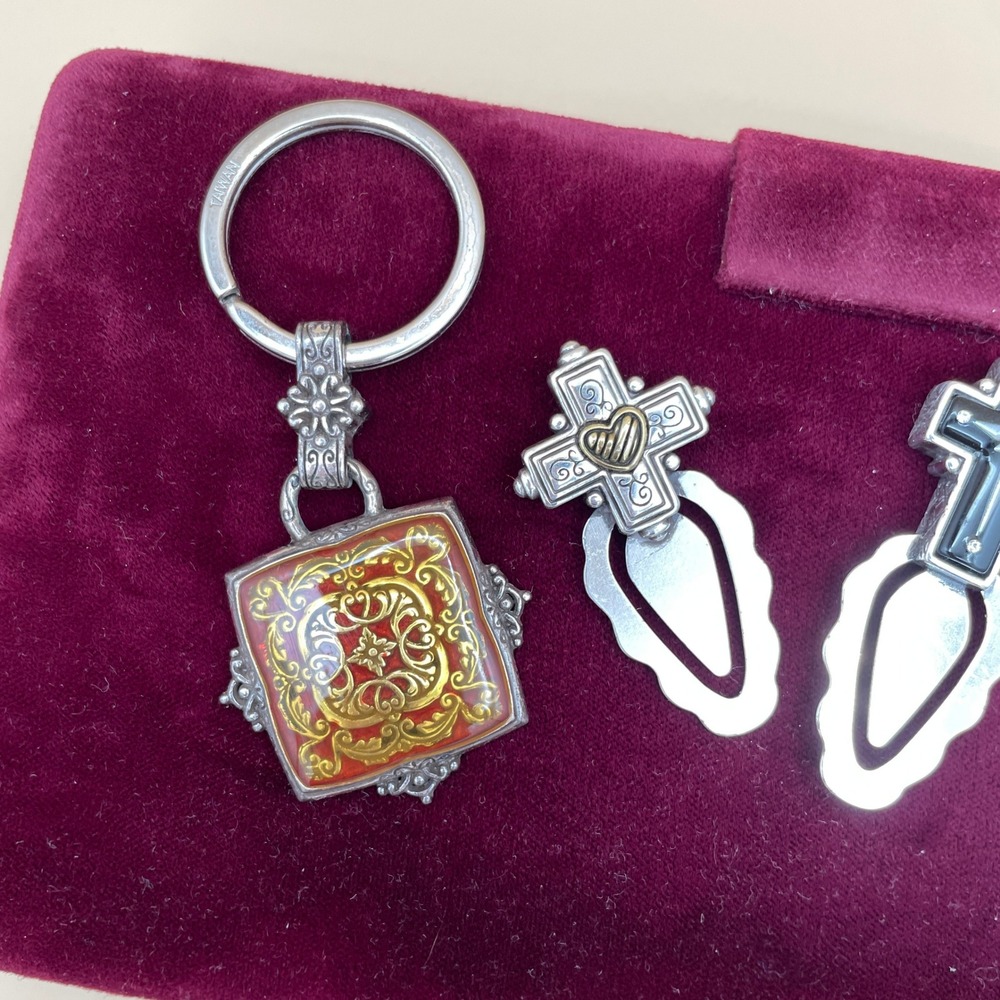 Brighton Silver Tone Metal Women OS Keyring and 3 Cross Bookmarks Set - Picture 2 of 5